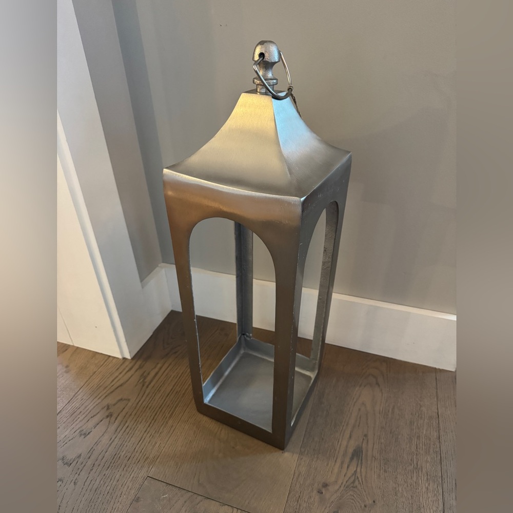 Heavy duty Silver brushed nickel pewter large 2 ft Metal Lantern